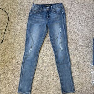 Indigo Rein Blue Skinny Jeans with Distressed Details